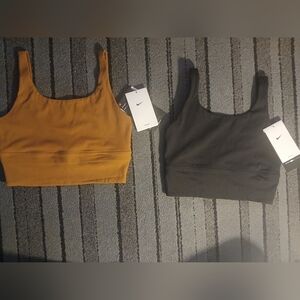 NWT Lot Of 2 Nike Black and Camel Tan Ribbed Sports Bras Size XS
